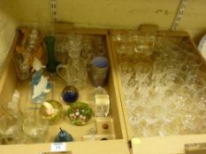 Cut crystal and other glassware in two boxes