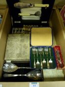 Fish serving set cased and various other silver plated cutlery