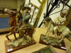 Pair of Academy Collectors Equestrian figures of a cowboy and an Indian Chieftain