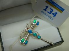 Opal dragonfly brooch stamped 925