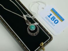 Turquoise and marcasite pendant stamped 925