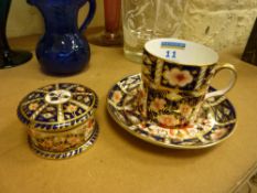 Royal Crown Derby circular trinket box and cover date code 1913 dia.6cm and a coffee can and