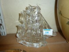 Waterford Crystal model of a Sailing Ship 13.5cm