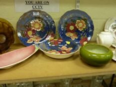 1930's Royal Doulton fruit bowl, matching pair of plates, a Shorter & Son oval dish and a Bretby