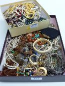 Vintage and later beads, bangles, necklaces etc in two boxes