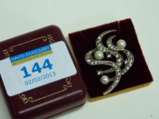 Vintage pearl brooch stamped sterling