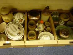 Two Royal Worcester Evesham casserole dishes, jelly moulds, stoneware, art pottery in three boxes