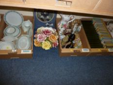 Set of Enid Blyton novels, Pyrex ware, ceramics and miscellanea in three boxes