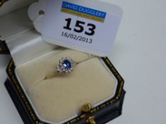 Sapphire and diamond ring hallmarked 9ct