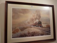 Steam Train signed limited edition print after C A Lokie and two other pictures