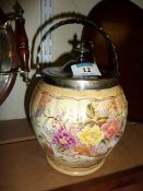 Edwardian Carltonware biscuit barrel with silver-plated mounts