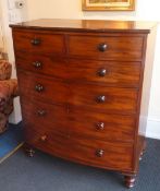 Victorian mahogany bow front chest of two short and four drawers
