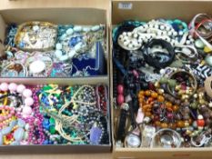 Costume jewellery and watches in three boxes