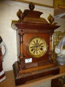 Early 20th Century walnut cased chiming wall clock with bevelled glass door 44cm