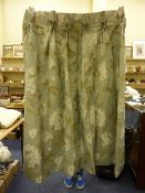Two pairs of brocade type lined curtains 190cm x 145cm drop and 190cm x 130cm drop