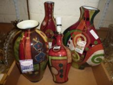 Decorative vases and matching lamp