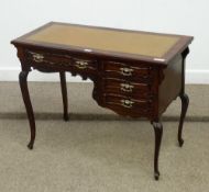 Late Victorian mahogany kneehole writing desk with four drawers
