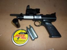 Crosman .22 gas air pistol with dot sight with accessories