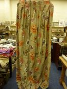 Pair of stone ground floral print lined curtains 192cm x 214cm drop