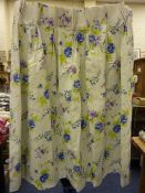 Pair of floral print lined curtains 185cm x 133cm drop and another pair of floral lined curtains