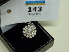 Diamond daisy cluster (approx 2.14 carat) white gold ring hallmarked 18ct