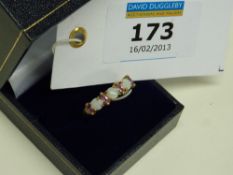 Opal and pink sapphire ring hallmarked 9ct
