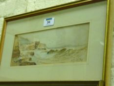 Filey Brigg, early 20th Century watercolour signed by Austin Smith