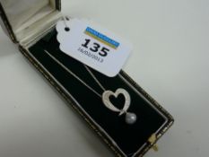Pearl heart pendant stamped 925