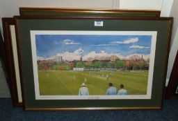 Two signed limited edition cricket prints and another signed and another similar picture