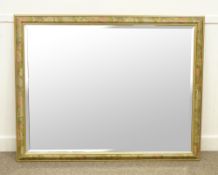 Large bevelled edge wall mirror in painted floral frame, 130 x 100cm