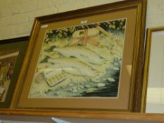 The Day's Catch watercolour signed by H J Oliver