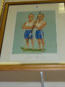 Limited edition cartoon rowing print after Ireland No.130/500 signed by Matt Pinsent and Sir Steve