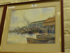 Scarborough Harbour watercolour signed and dated G Hutton 1938