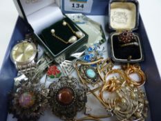 Rings, ear-rings and costume jewellery etc in one box