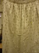 Pair quality interlined contemporary cream and silver patterned curtains (189 x 213cm drop) and