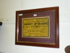 'Scarborough Opera House' framed advertisement circa 1920/30's