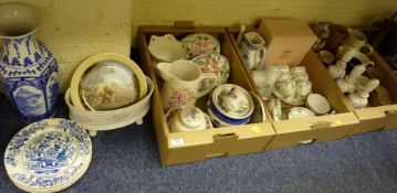 Set of six 'Dresden Opaque China', blue and white plates and other ceramics in three boxes