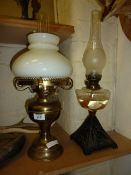 Victorian oil lamp and another oil lamp