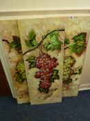 Still life of grapes, three oils on canvas