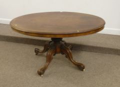 Victorian mahogany loo table, oval snap top