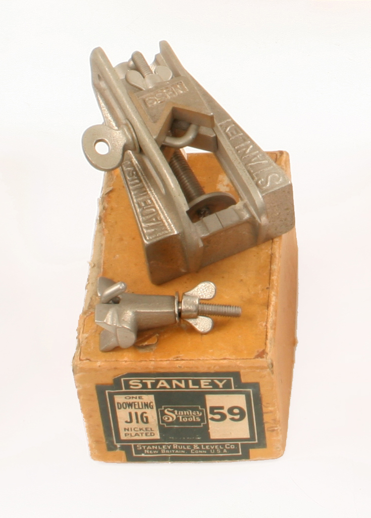 A STANLEY No 59 dowelling jig c/w 5 collets and instructions in orig box G++