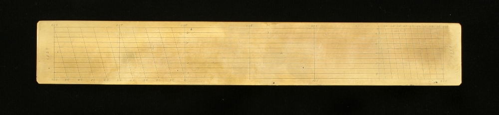 A 10 1/4" French brass Gunter scale rule by RICHES from the same source as Lot 521 in Cat 60 G++