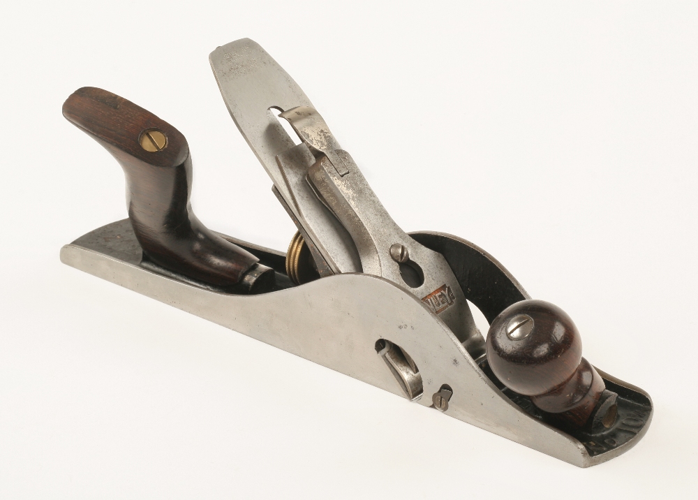 A STANLEY No 10 1/4 rabbet plane with English iron and repaired crack to handle G+