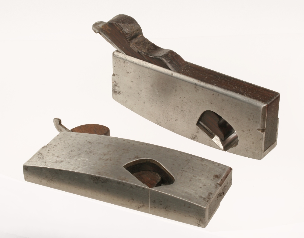 A very rare pair of d/t steel compassed and half radiussed rebate planes by SPIERS 6" x 1" with