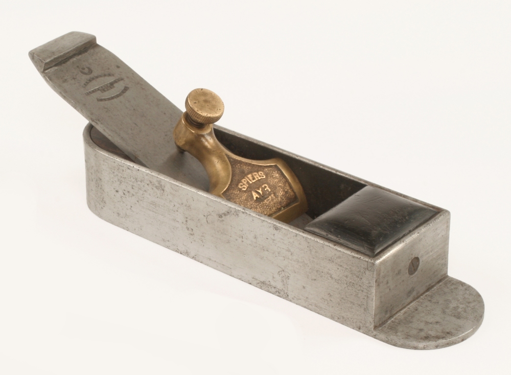 A rare 10 1/2" d/t steel mitre plane by SPIERS on the brass lever cap in relief with hardwood infill