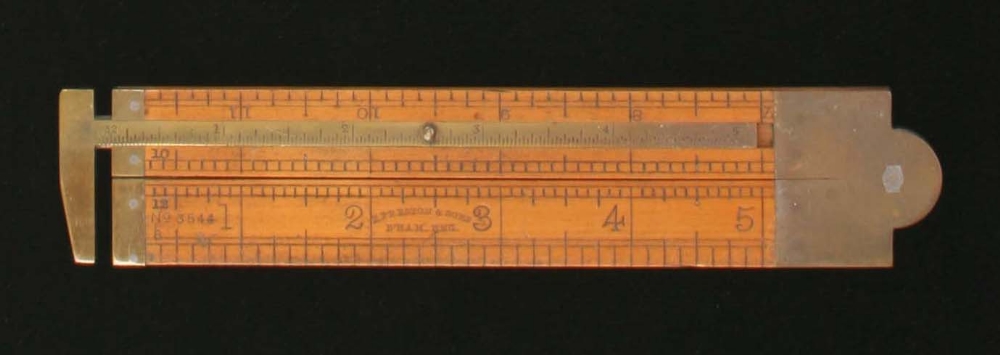 A rare 12" two fold boxwood and brass caliper rule by PRESTON No 3544 G+