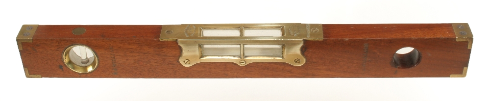 A rare and little used 18" PRESTON No 98 mahogany and brass level in part orig carton F