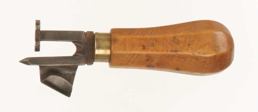 A nice quality French Customs & Excise timber scribe with makers mark and faceted boxwood handle G++