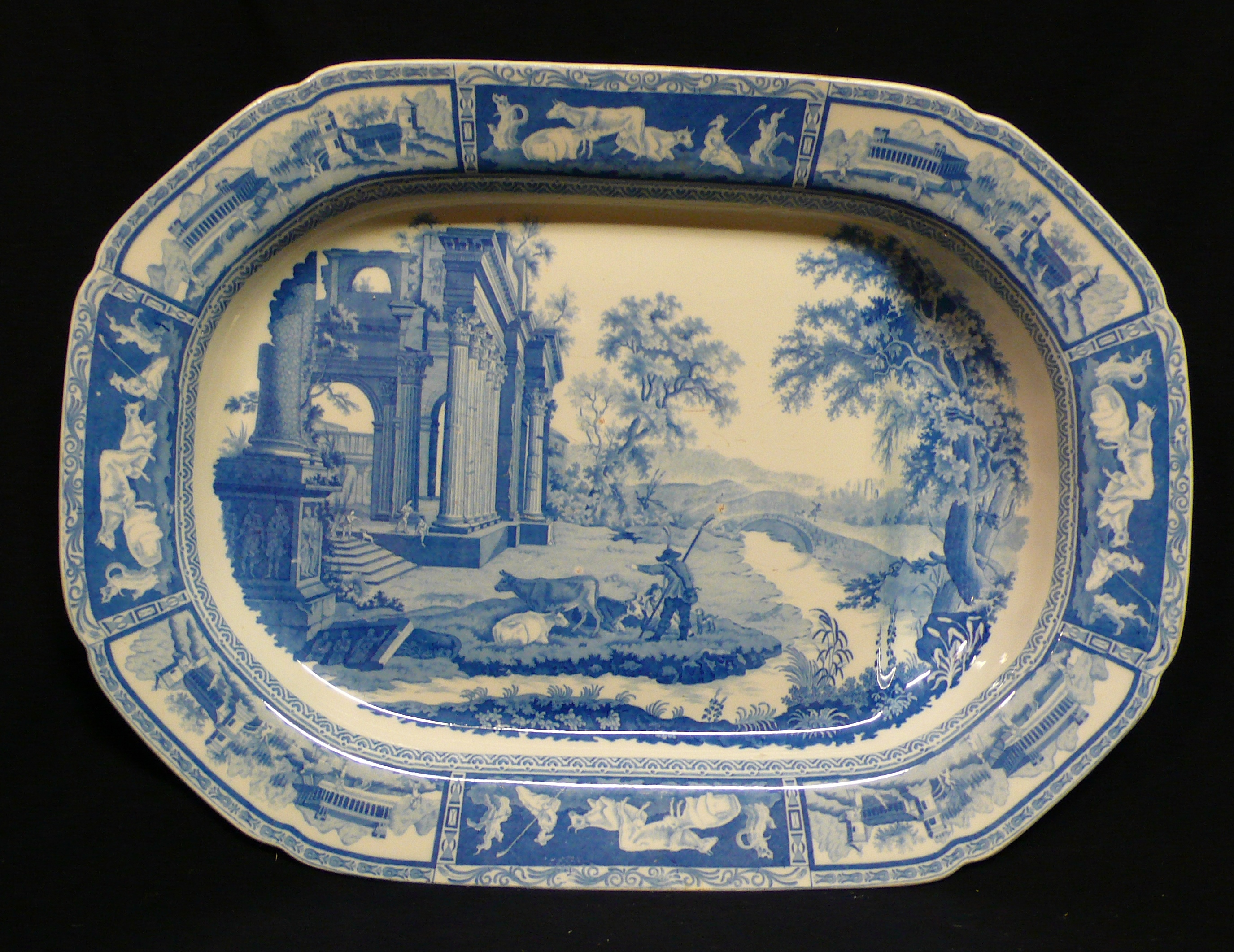 A large meat dish with gravy well, by Benjamin Adams of Greengates, Tunstall, said to have been