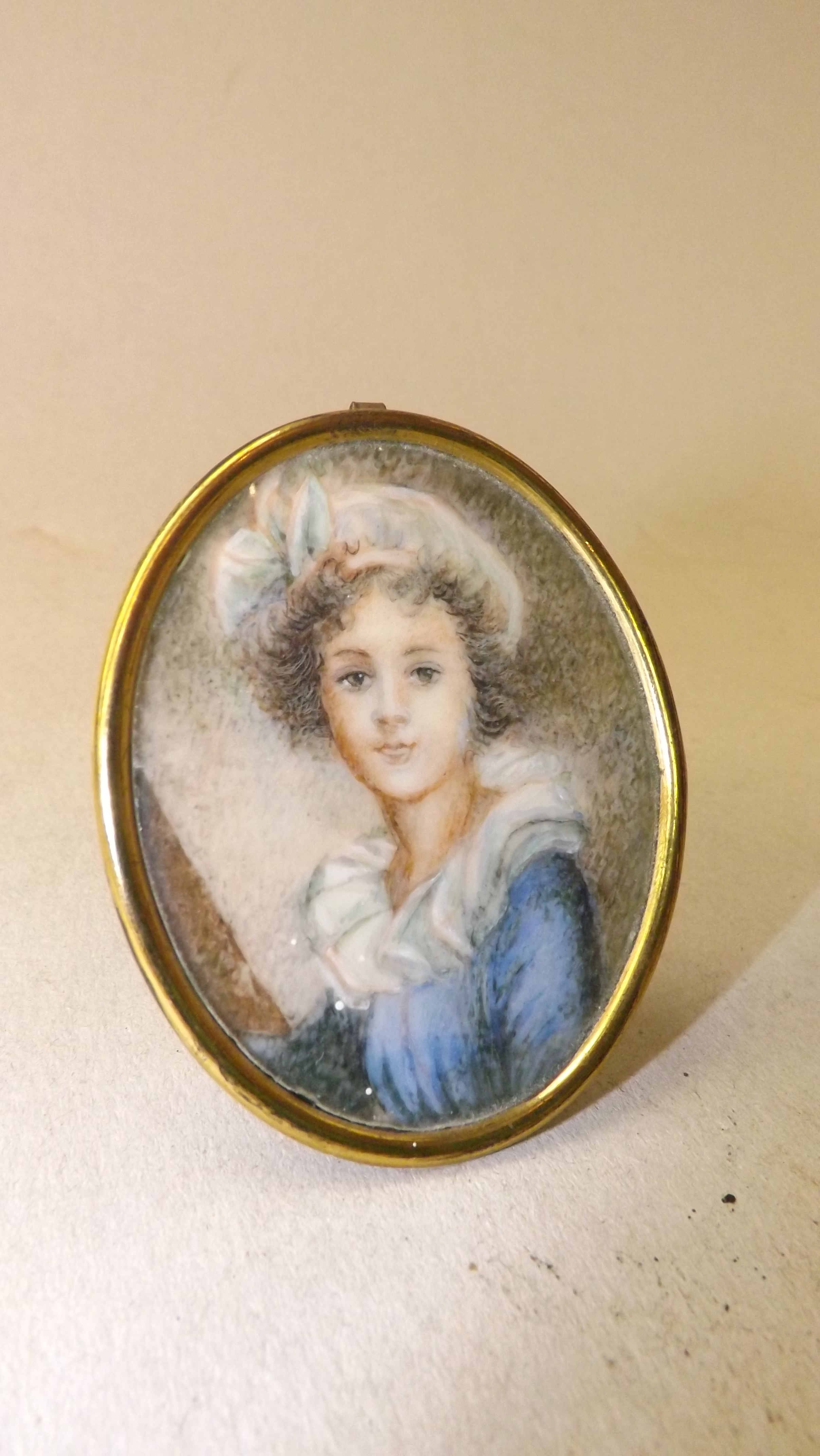 An early 20th century portrait miniature on ivory of Madame Le Brun, after Elizabeth Le Brun,